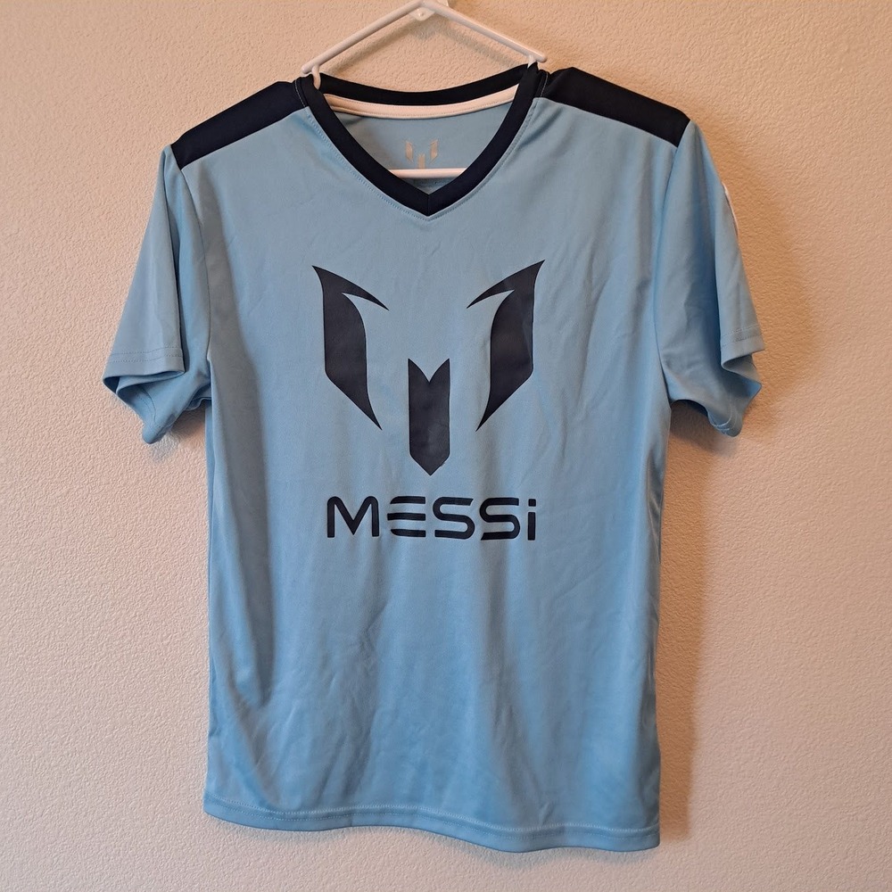 Lionel Messi Kids Soccer Jersey Light Blue Navy Number 10 Shirt XL 14-16